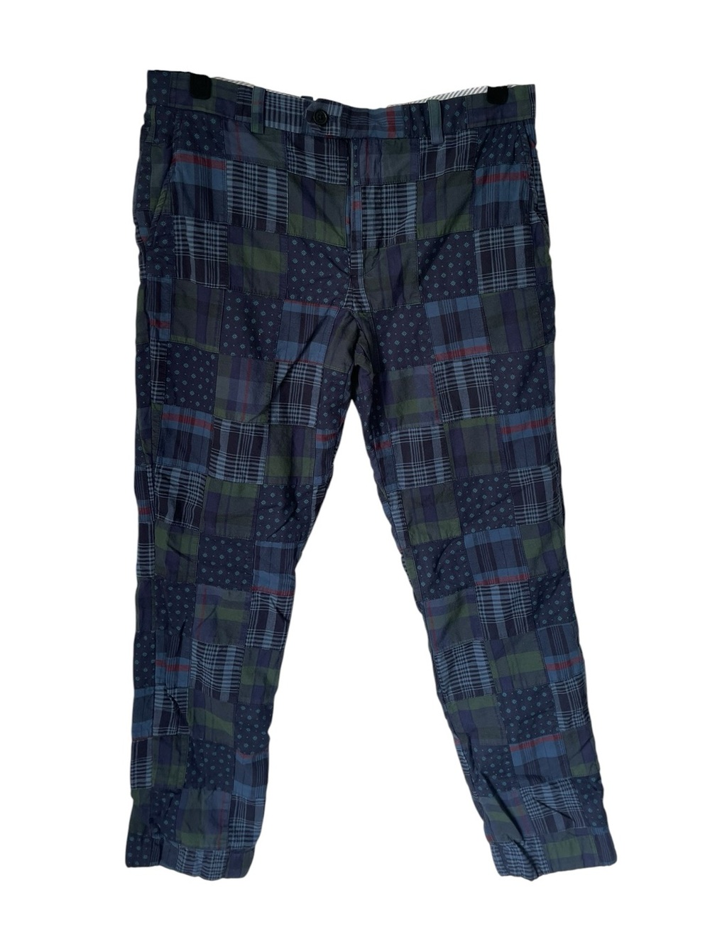 Brooks Brothers Blue and Green Patchwork Plaid Chinos